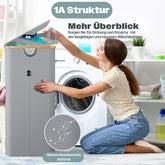 Wasmand - Met deksel - 100 Liter - Grijs - KESSER®